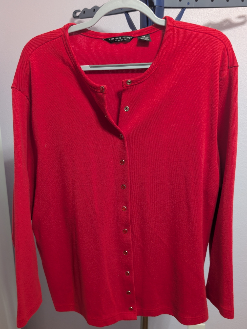 Reference Point Red Snap-Front Long Sleeve Top
